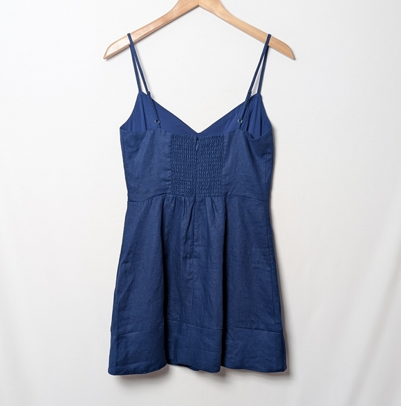 Reformation Holt Linen Dress Danube Navy Blue Mini Size 6 - Picture 11 of 11